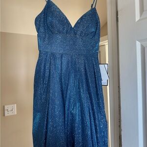 New B. Darlin size 3/4 glittery blue short homecoming dress.
